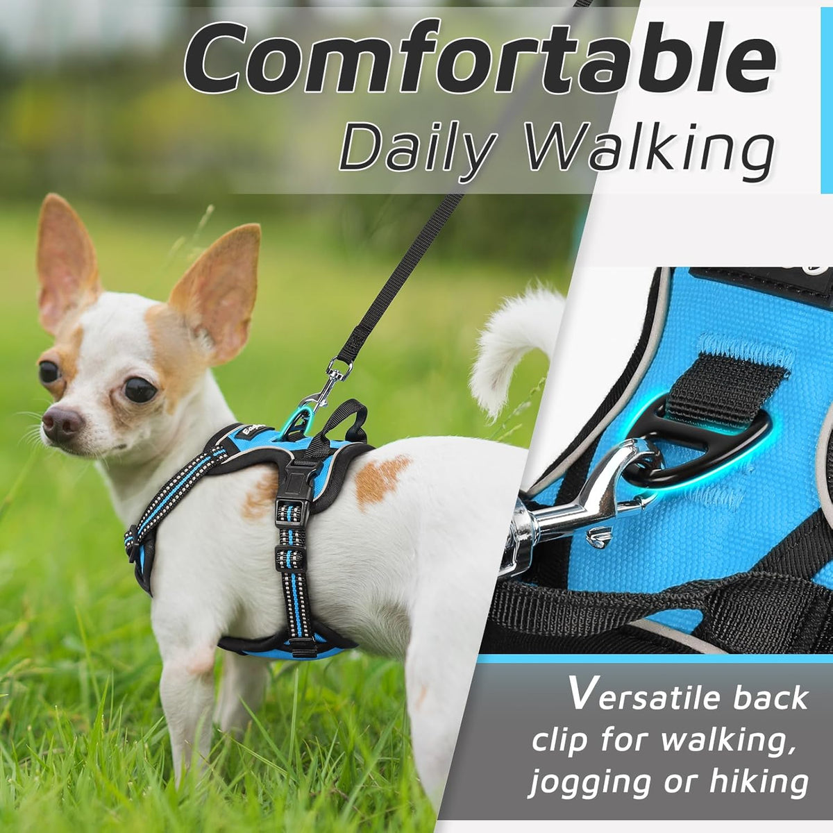 Eagloo Small Dog Harness No Pull, Service Vest with Reflective Strips and Control Handle