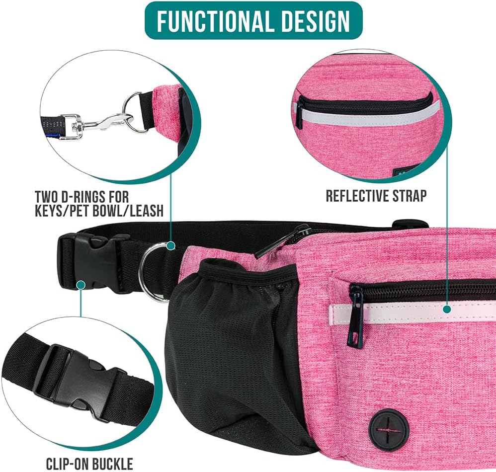 PetAmi Dog Fanny Pack, Treat Pouch for Dog Walking, Training, Built in Poop Bag Dispenser, Water