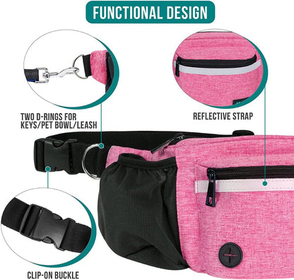 PetAmi Dog Fanny Pack, Treat Pouch for Dog Walking, Training, Built in Poop Bag Dispenser, Water