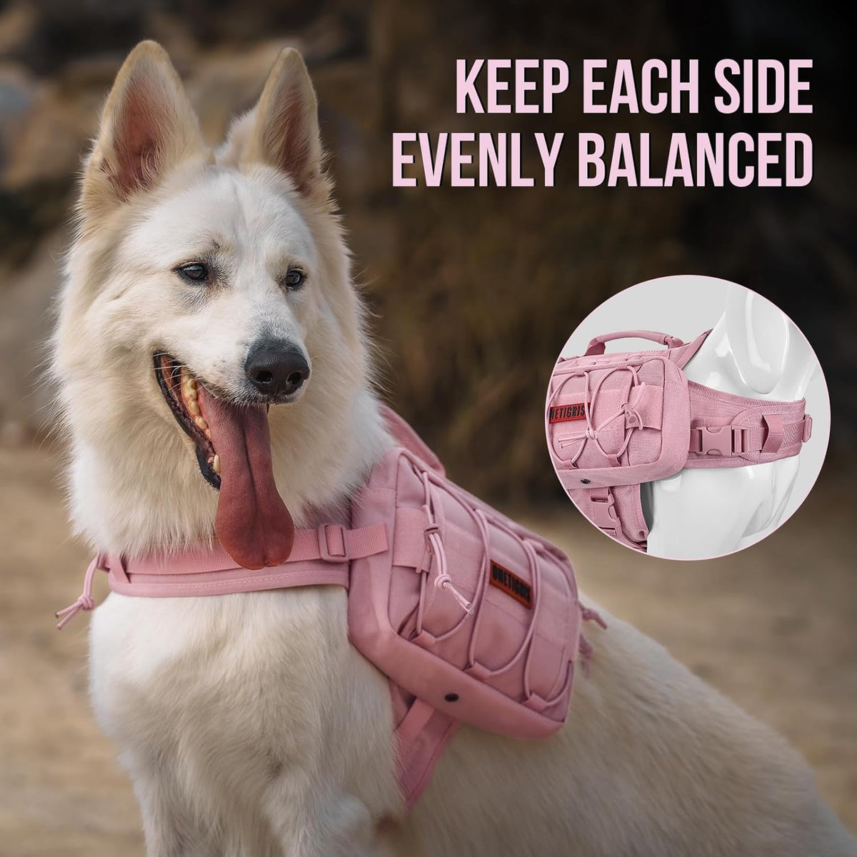 ONETIGRIS Dog Backpack for Medium & Large Dogs, Nylon Backpack for Dogs Tactical Pet Backpack with
