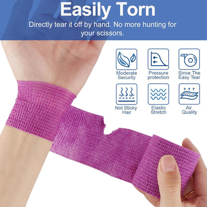 24 Pack 2 Inch x 5 Yards Self Adhesive Bandage Wrap, Elastic Cohesive Wrap 2 inch Vet Wrap Bandage