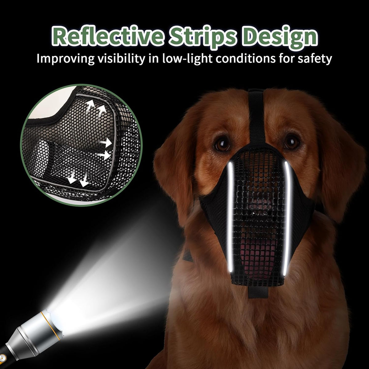 Mayerzon Dog Muzzle, Patented Mesh Muzzle with Panting Room for Large Medium Small Sized Dogs, Soft
