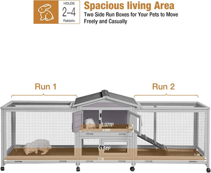 GUTINNEEN Rabbit Hutch Guinea Pig Cage with Double Run Indoor Bunny Hutch Outdoor Rabbit House with