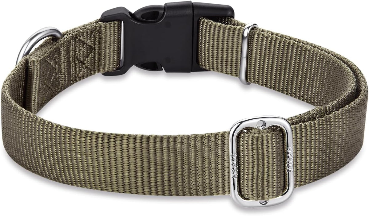 Hyhug Dog Collar for Large Dogs, Green Heavy Duty | Quick Release Nylon Buckle Collar, Adjustable &