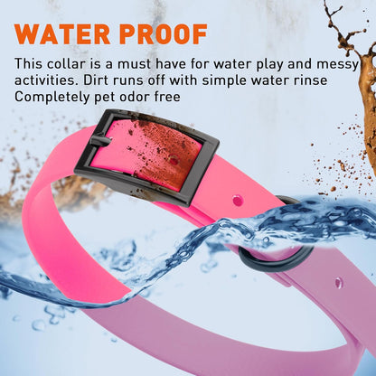Dogline Biothane Waterproof Dog Collar Strong Coated Nylon Webbing with Black Hardware Odor- Proof