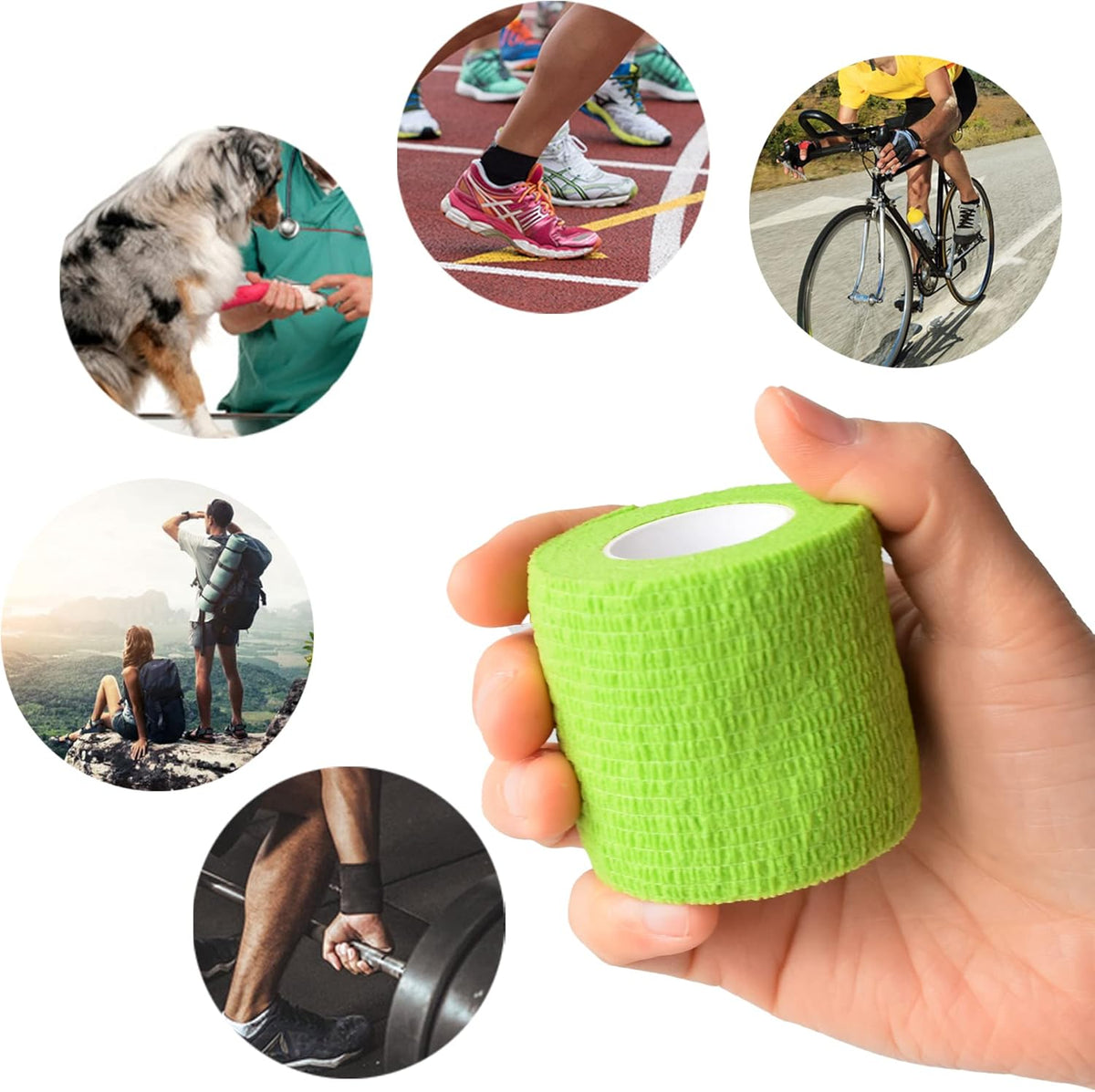 9 Pack 2" x 5 Yards Self Adhesive Bandage Wrap Self Stick Wrap for Ankle, Wrist, Finger, Sports
