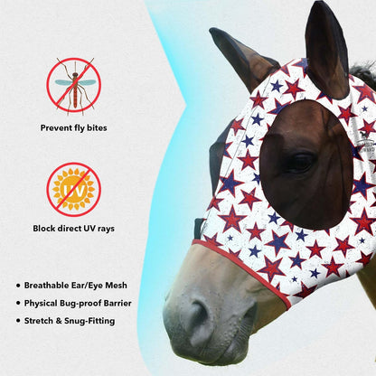 Harrison Howard Super Comfort Stretchy Fly Mask Large Eye Space with UV Protection Soft on Skin