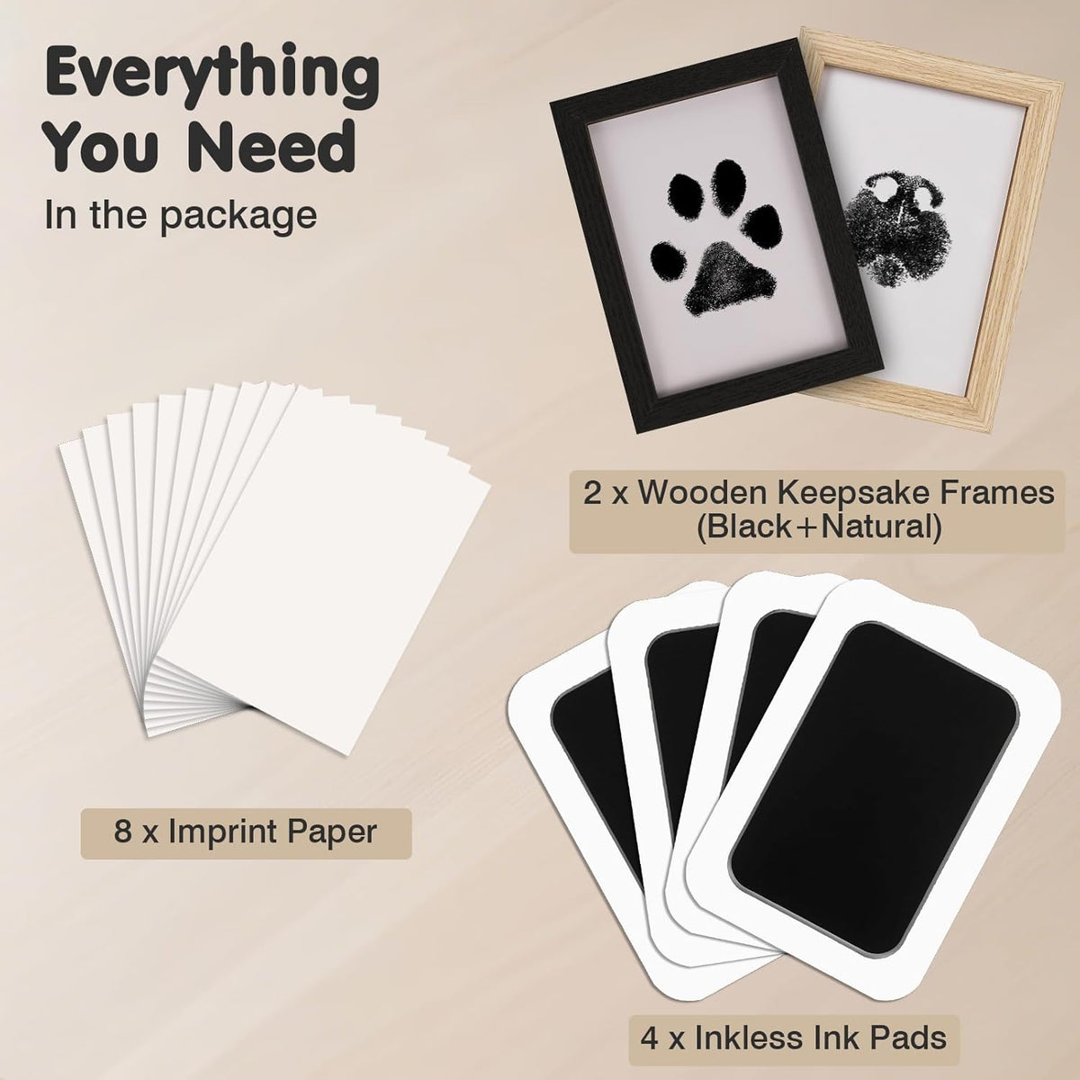 Inkless Paw Print Kit for Dogs,Cats & Babies – Clean Touch Dog Nose & Baby Handprint Kit, Mess-Free