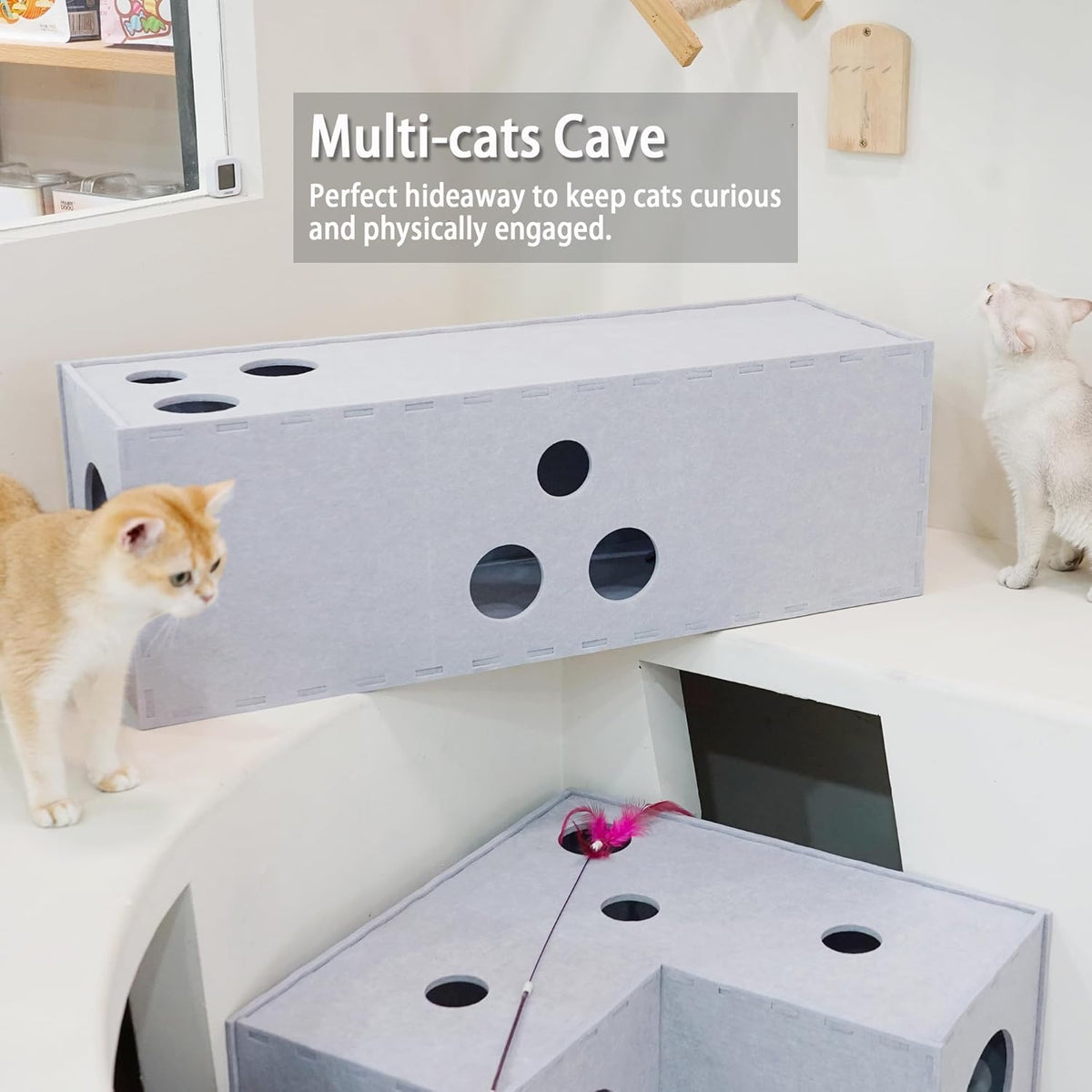PETKARAY Cat Tunnel, Original Cat Hideaway Cave for Indoor Cats, Large Kitten Play Tubes and