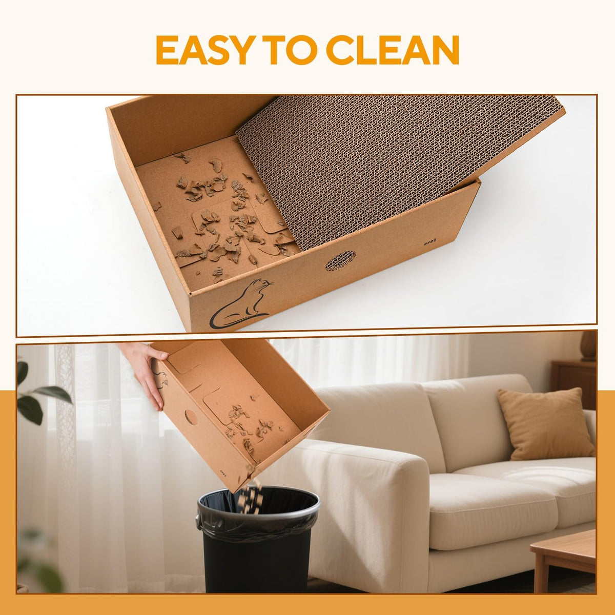 AUSCAT Cat Scratcher Box with 6PCS Cat Scratching Board, Cardboard Cat Scratchers for Indoor Cats