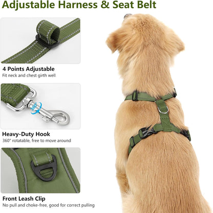 Dog Seat Belt Harness for Car, Dog Car Harness Adjustable Mesh Breathable & Dogs Seatbelt Safety