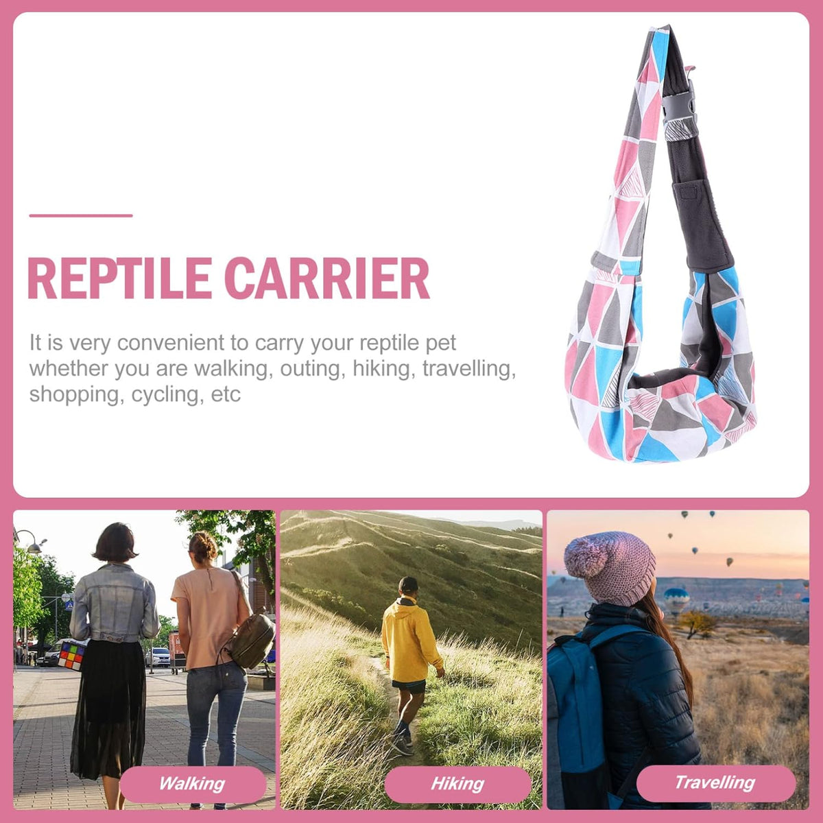 BESPORTBLE Adjustable Reptile Sling Bag for Bearded Dragons - Breathable Pet Carrier with Shoulder