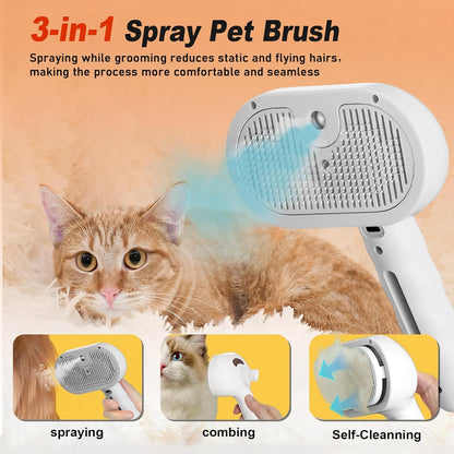 Dog Steam Brush 3 in 1 Cat Brush with Steam and Release Button Grooming Tool for Indoor Pets Dogs