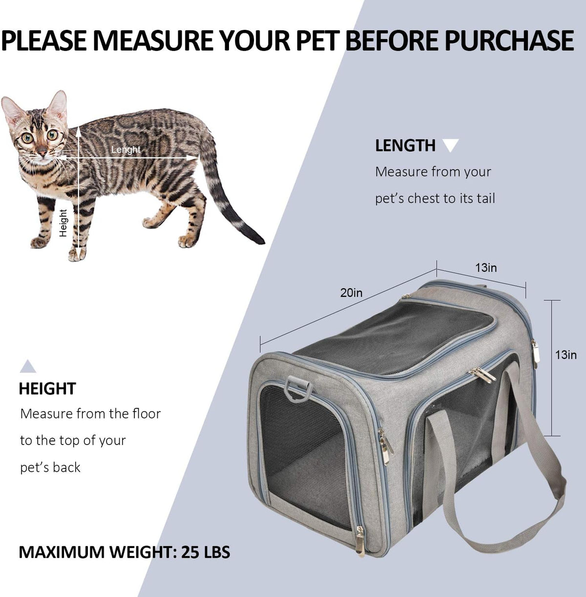 Large Dog Cat Carriers Puppies up to 25Lbs, Big Dog Carrier Soft Sided, Collapsible Travel Puppy