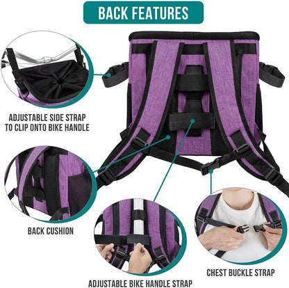 PetAmi Dog Bike Basket, Soft-Sided Ventilated Dog Bike Carrier Backpack, Pet Bicycle Basket for