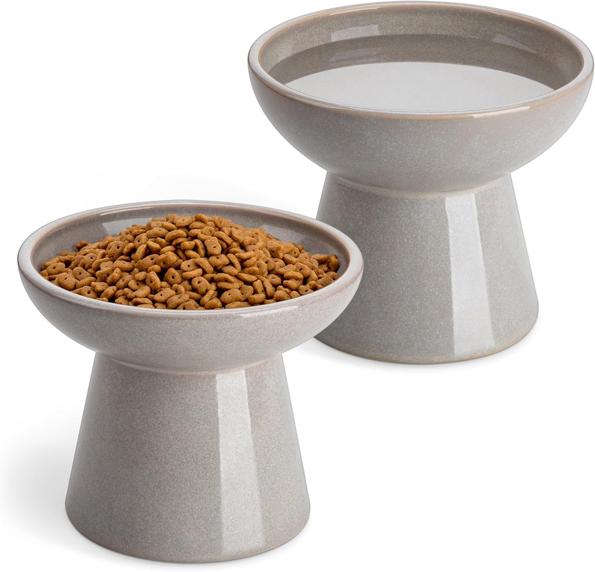 vancasso Ceramic Elevated Cat Bowls 2-Pack - 6.2" Extra Wide Raised Cat Food & Water Dishes, 5.1"