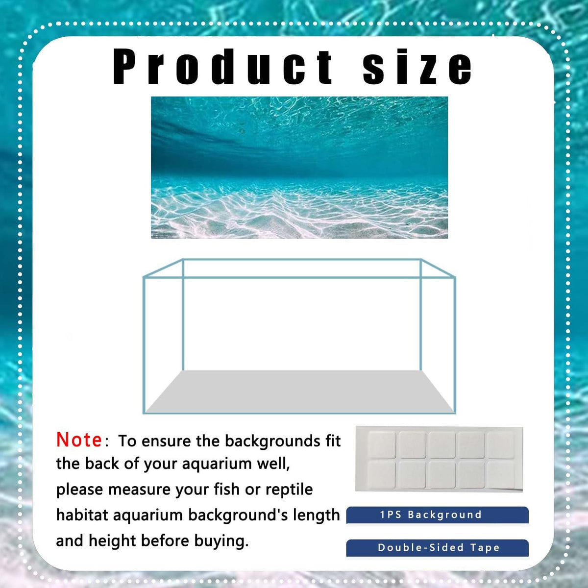60X24IN Natural Undersea Aquarium Background, Undersea Beach Fish Tank Background, with 8 EVA