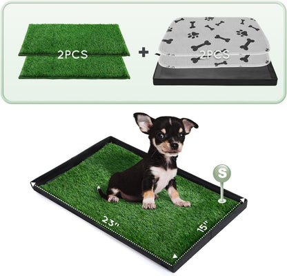Dog Grass Pad with Foldable Dog Litter Box,Small Liner Base for Balcony，Ultra-Absorbent Artificial