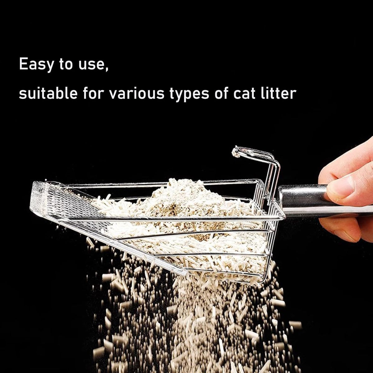 Cat Litter Scoop, Metal Scooper, Deep Shovel, Ergonomic Handle, Kitten Poop Sifting, Durable, Heavy