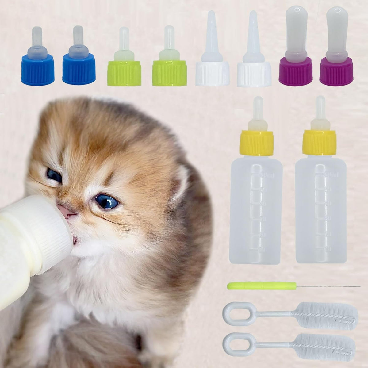 60ml Pet Feeding Bottle kit, pet Feeding Tool, Newborn Animal Feeder Practical, Replacement Pet