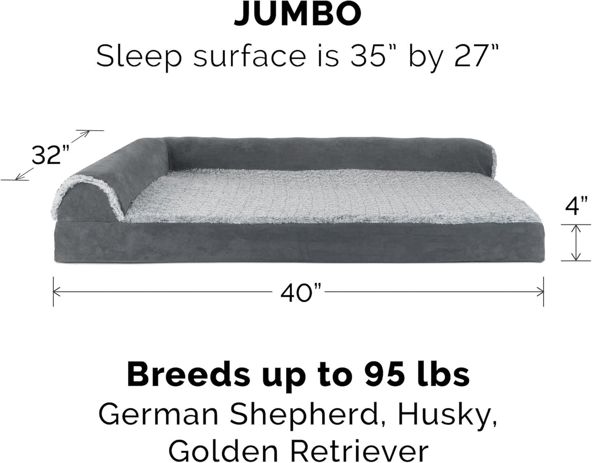 Furhaven Cooling Gel Dog Bed for Large Dogs w/ Removable Bolsters & Washable Cover, For Dogs Up to