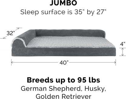 Furhaven Cooling Gel Dog Bed for Large Dogs w/ Removable Bolsters & Washable Cover, For Dogs Up to