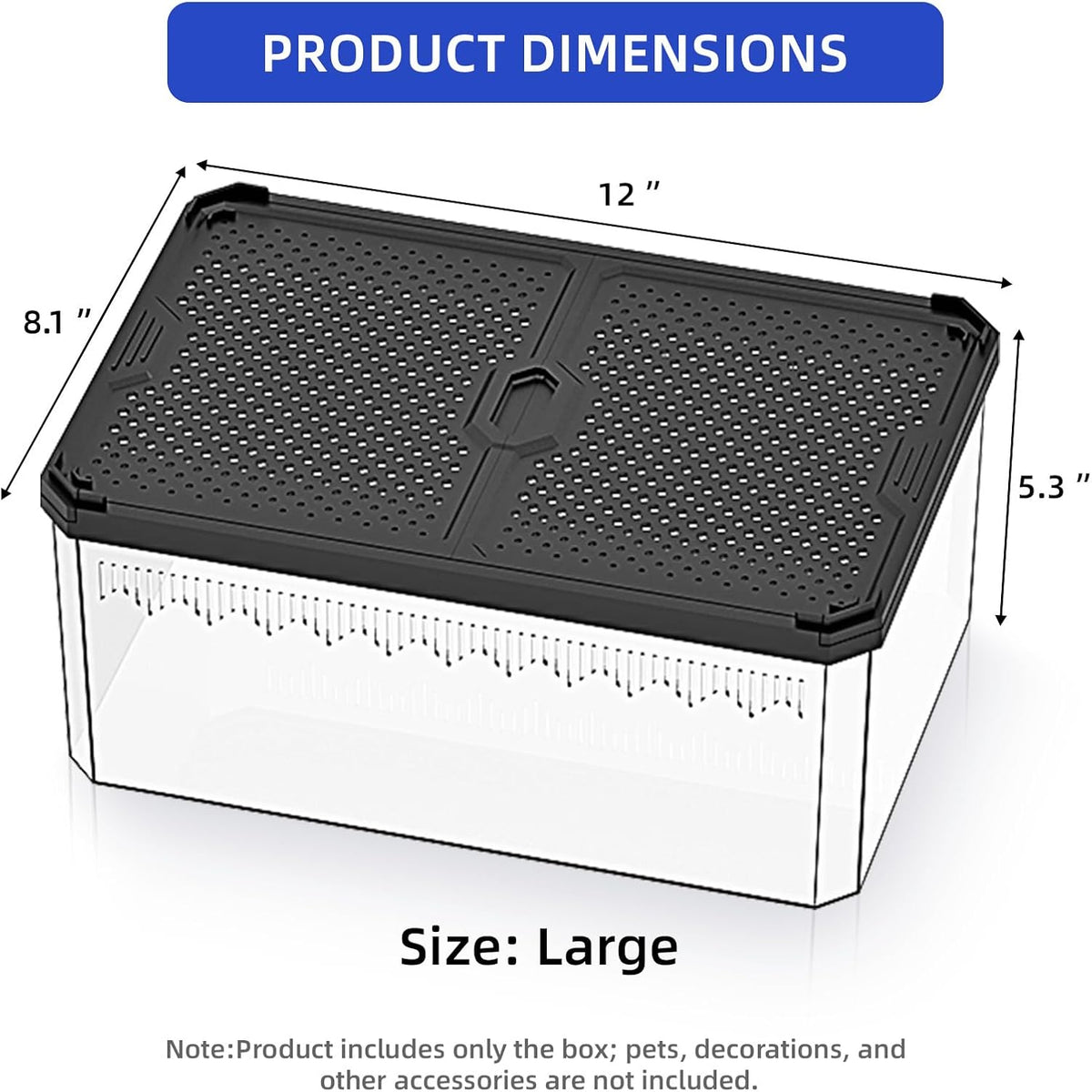 High-Transparency Reptile & Insect Enclosure Terrarium with Magnetic Door, Excellent Ventilation