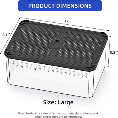 High-Transparency Reptile & Insect Enclosure Terrarium with Magnetic Door, Excellent Ventilation