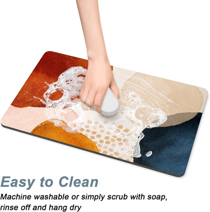 Rnivvi Dog Food Mat, 12" x 19" Absorbent Dog Cat Bowl Mat for Food and Water, Cute Anti-Slip Rubber