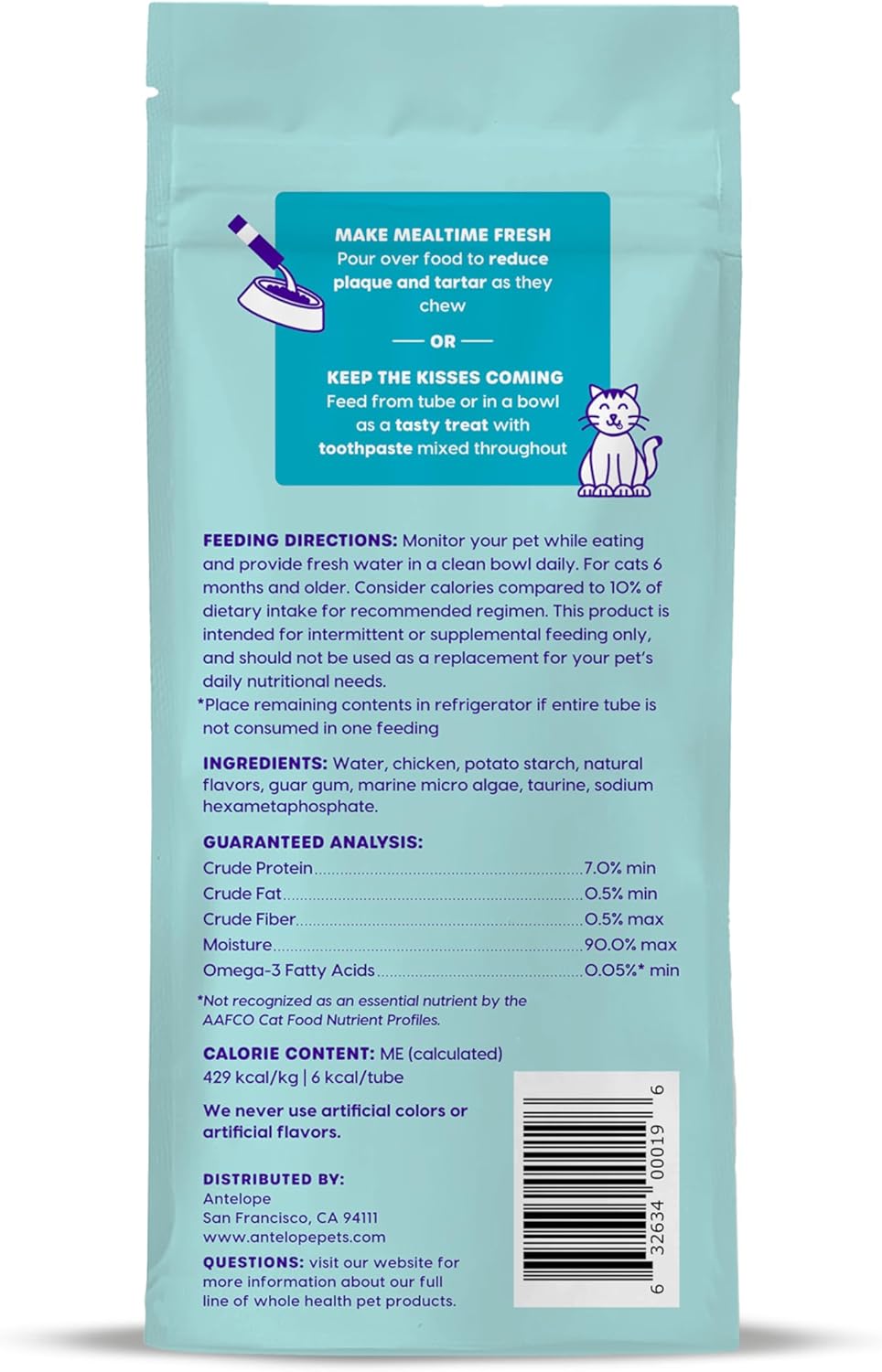 Ark Naturals Kiss Me-Ow Lickable Dental Cat Treats, Chicken Flavored, No Artificial Flavors, 2