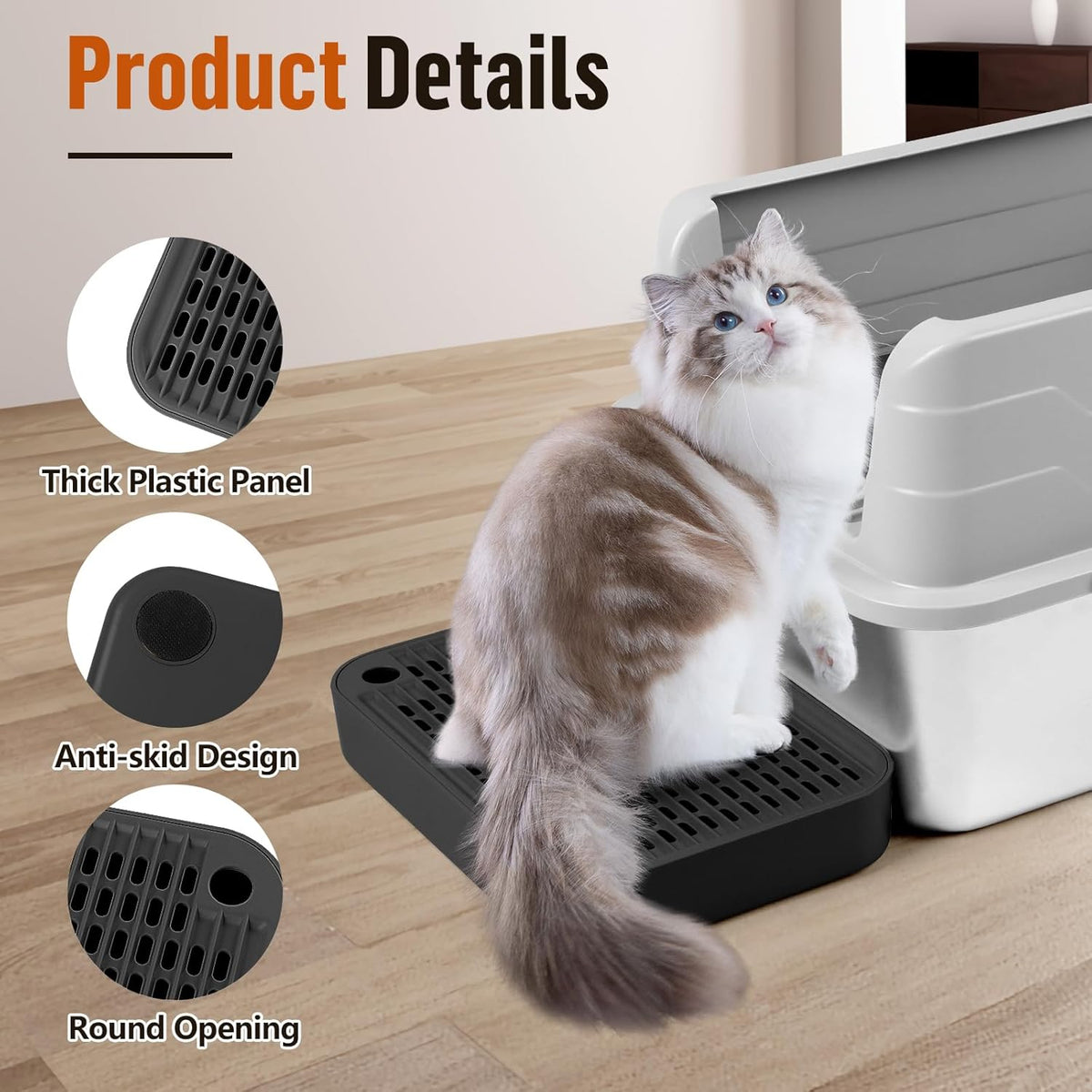 Cat Litter Box Ramp Mat with Filter Function, Cat Step Pedal Stool for Self-Cleaning Litter Box