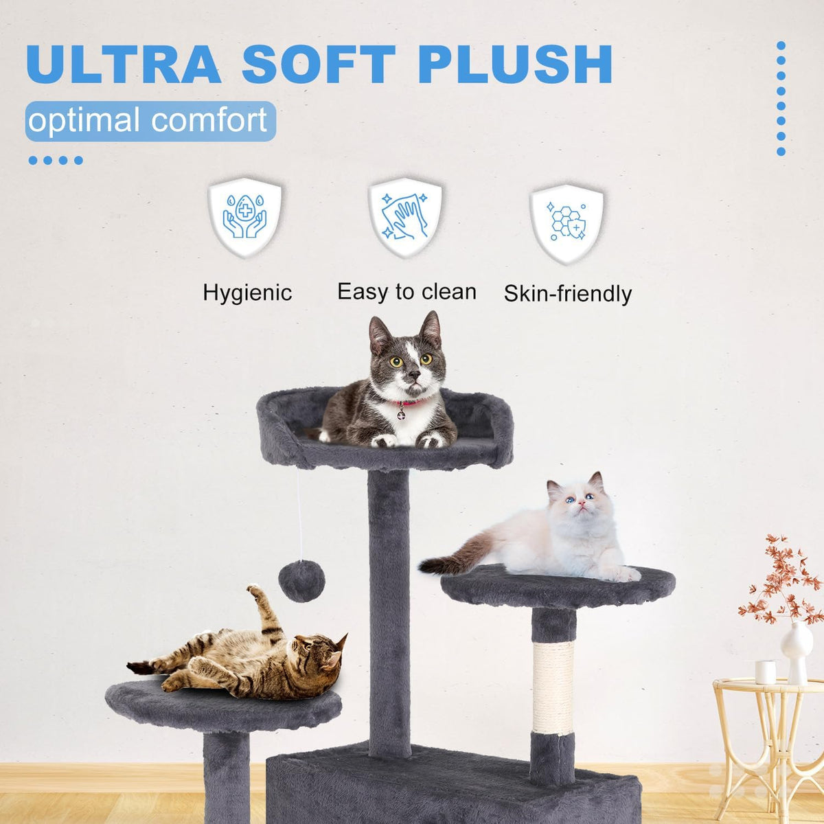 FDW Cat Tree 54in Cat Tower Multi-Level Durable Cat Scratching Post & Cozy Fun Cat Jumping Platform