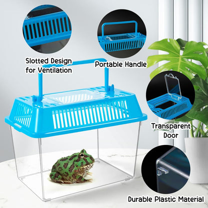 12Pcs Plastic Reptile Terrariums Carrier Cage, Tarantula Enclosure Snake Breeding Box Hatching