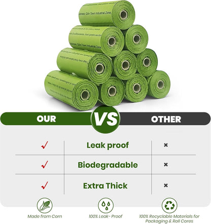 Dog Poop Bags Rolls-600 Counts, 40Rolls, Biodegradable Poop Bags Made of Cornstarch, 100% Leak