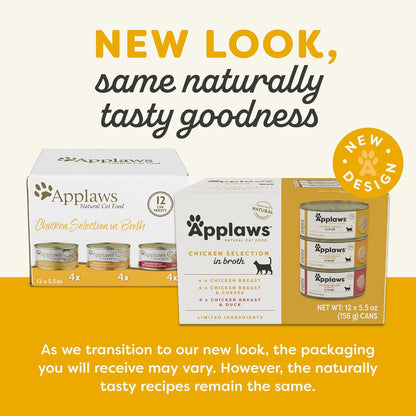 Applaws Natural Wet Cat Food in Broth, Made with Limited and Natural Ingredients, Chicken Selection