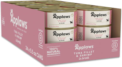 Applaws Natural Wet Cat Food in Broth, Limited Ingredient Canned Wet Cat Food, No Additives, Made