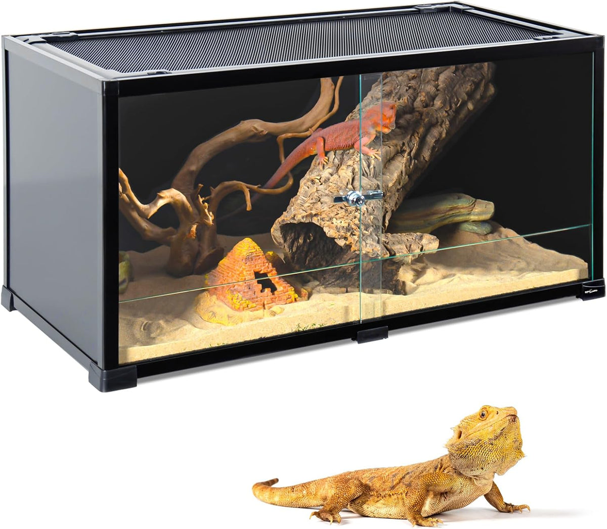 REPTI ZOO 50 Gallon Reptile Tank, 36" X 18" X 18" Reptile Terrarium, Black-Tinted ECO Glass