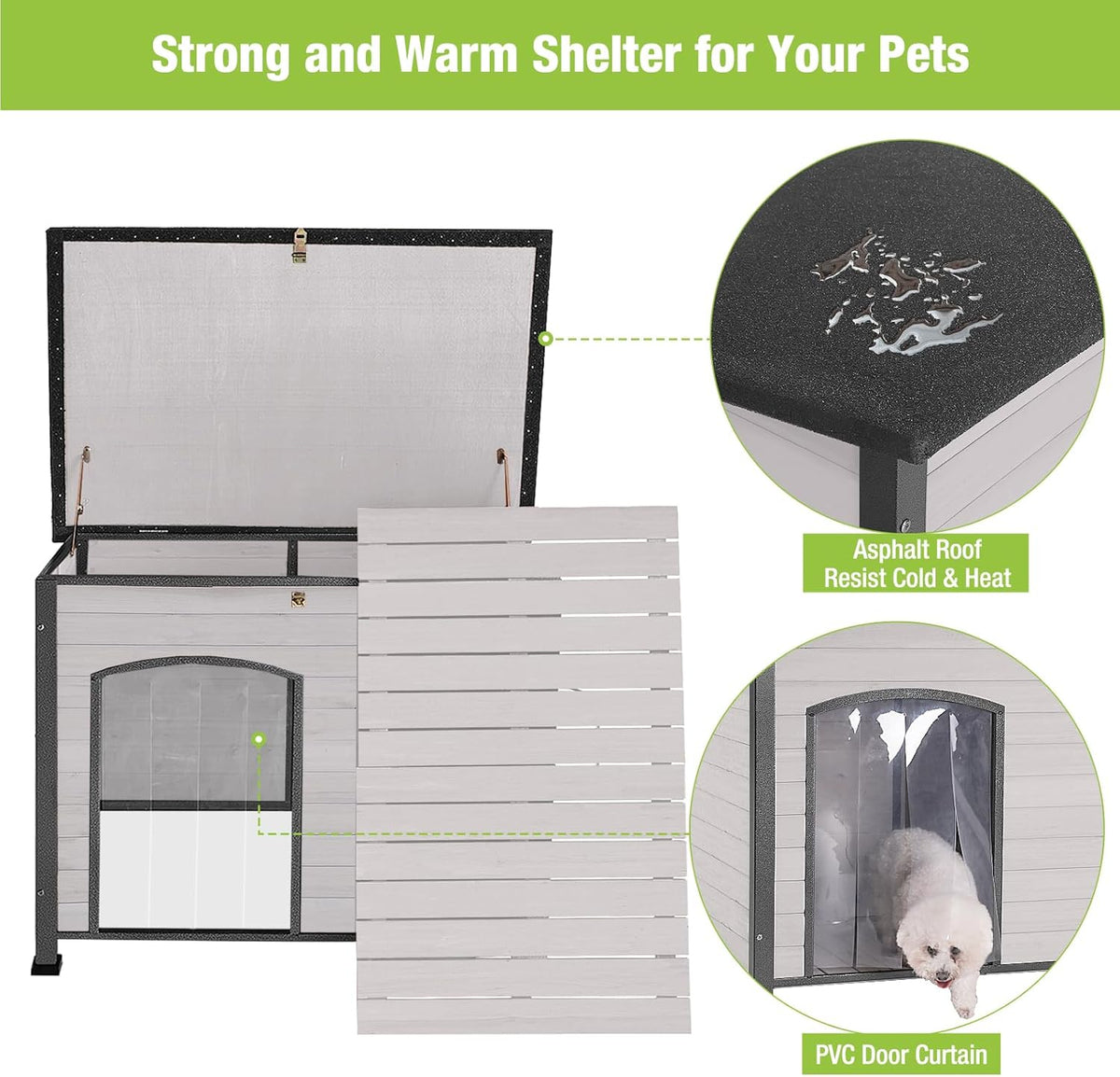 GUTINNEEN Chew Proof Dog House with Metal Iron Frame Outdoor Dog Kennel for Small Medium Large