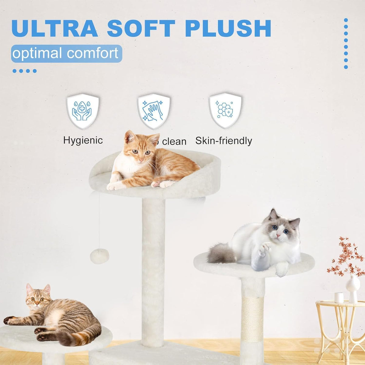 FDW Cat Tree Tower 62in Multi-Level Durable Cat Scratching Post & Cozy Fun Jumping Platform Space