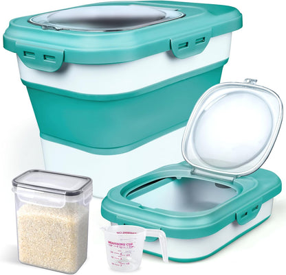 Rice Storage Container, Collapsible Airtight Food Storage Containers 6-20 Lbs, Rice Dispenser with