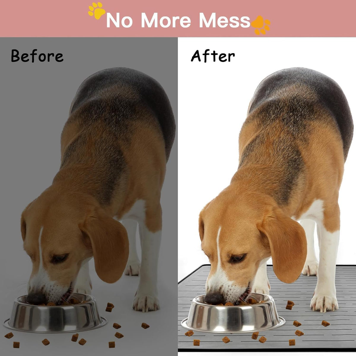 Large Dog Mats for Food and Water, 40"x30" Waterproof Pet Food Mats for Floor Nonslip Silicone Bowl