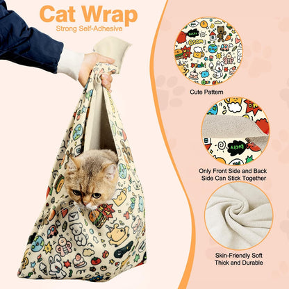 21.7" Grooming Wrap Cat Wrap for Cutting Nails Cat Restraint for Nail Clipping Cat Swaddle Wrap Cat