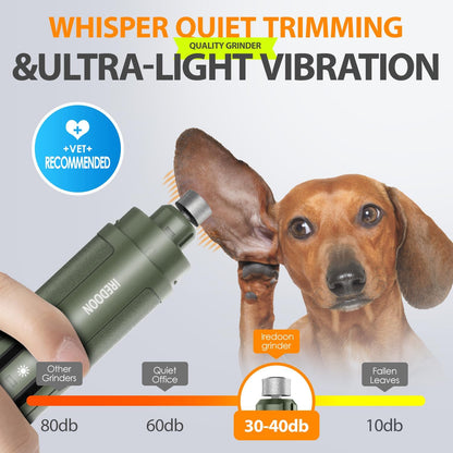 Dog Nail Grinder Upgraded - Professional 3-Speed Super Quiet and Low Vibration Electric Pet Nail