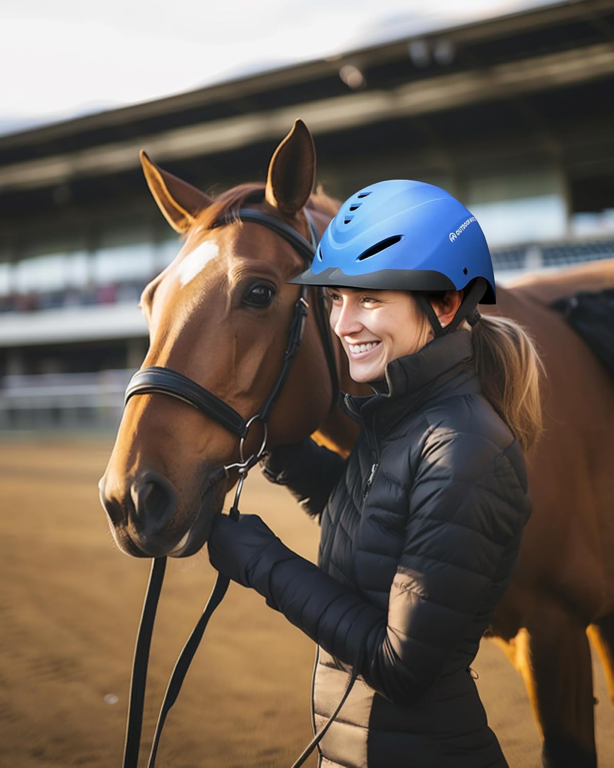 OutdoorMaster Equestrian Helmet, Horse Riding Helmet with Sun Visor and Excellent Ventilation