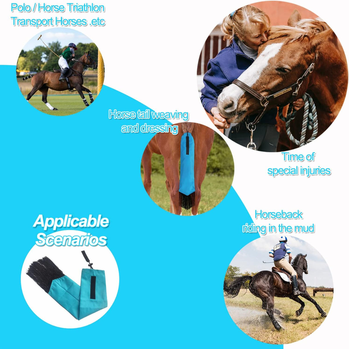 Horse Tail Bag - Pack of 2, Waterproof and Durable, Adjustable Large Opening for Easy Fit, Fringe