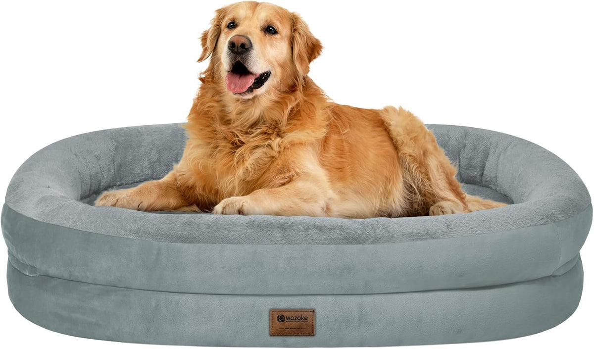 Orthopedic Waterproof Large Dog Bed: Memory Foam Washable Dog Bed with Bolsters - XL Removable