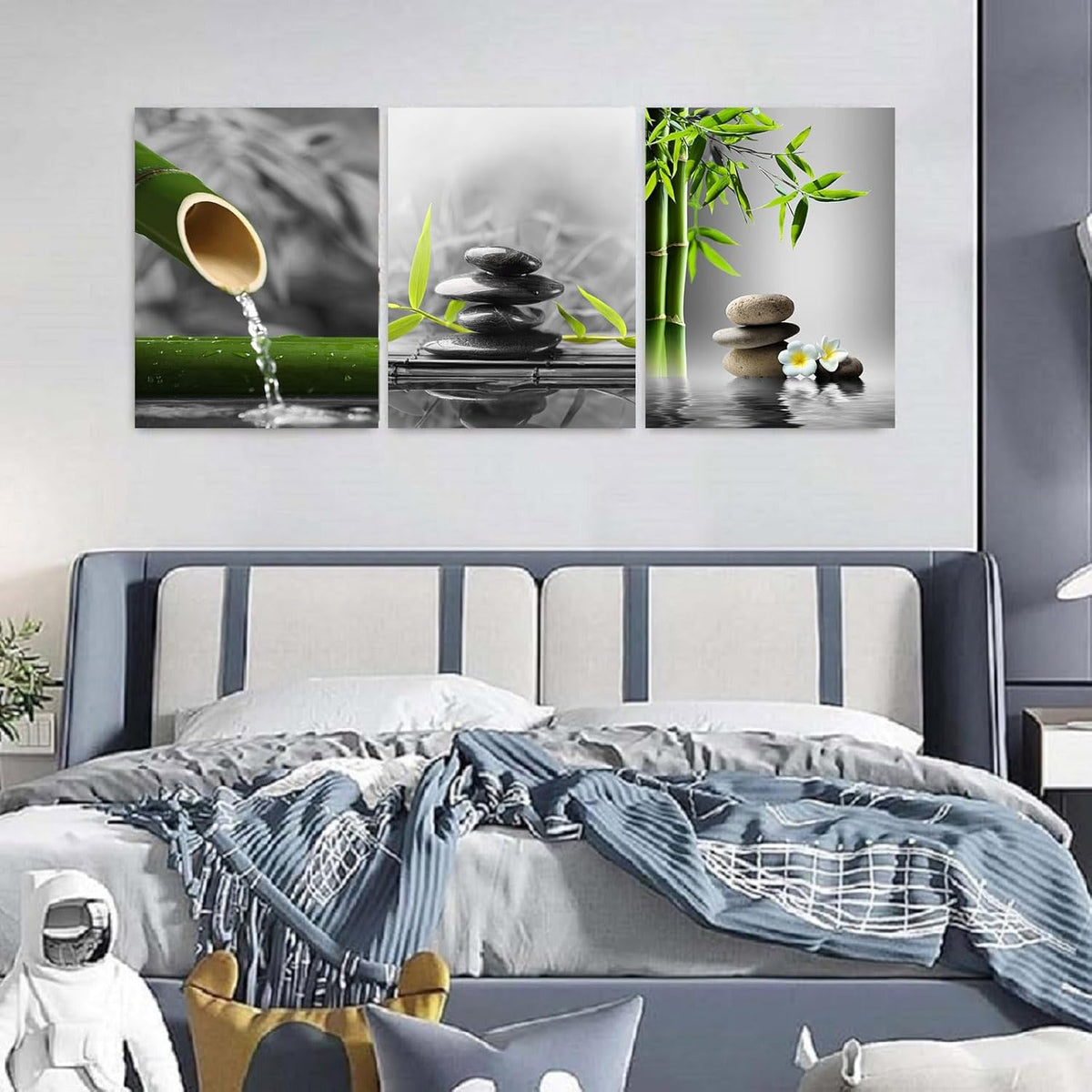 Yxbhhym-Bathroom Decor Black and White Zen Wall Art Gray Green Room Decor Zen Poster Canvas