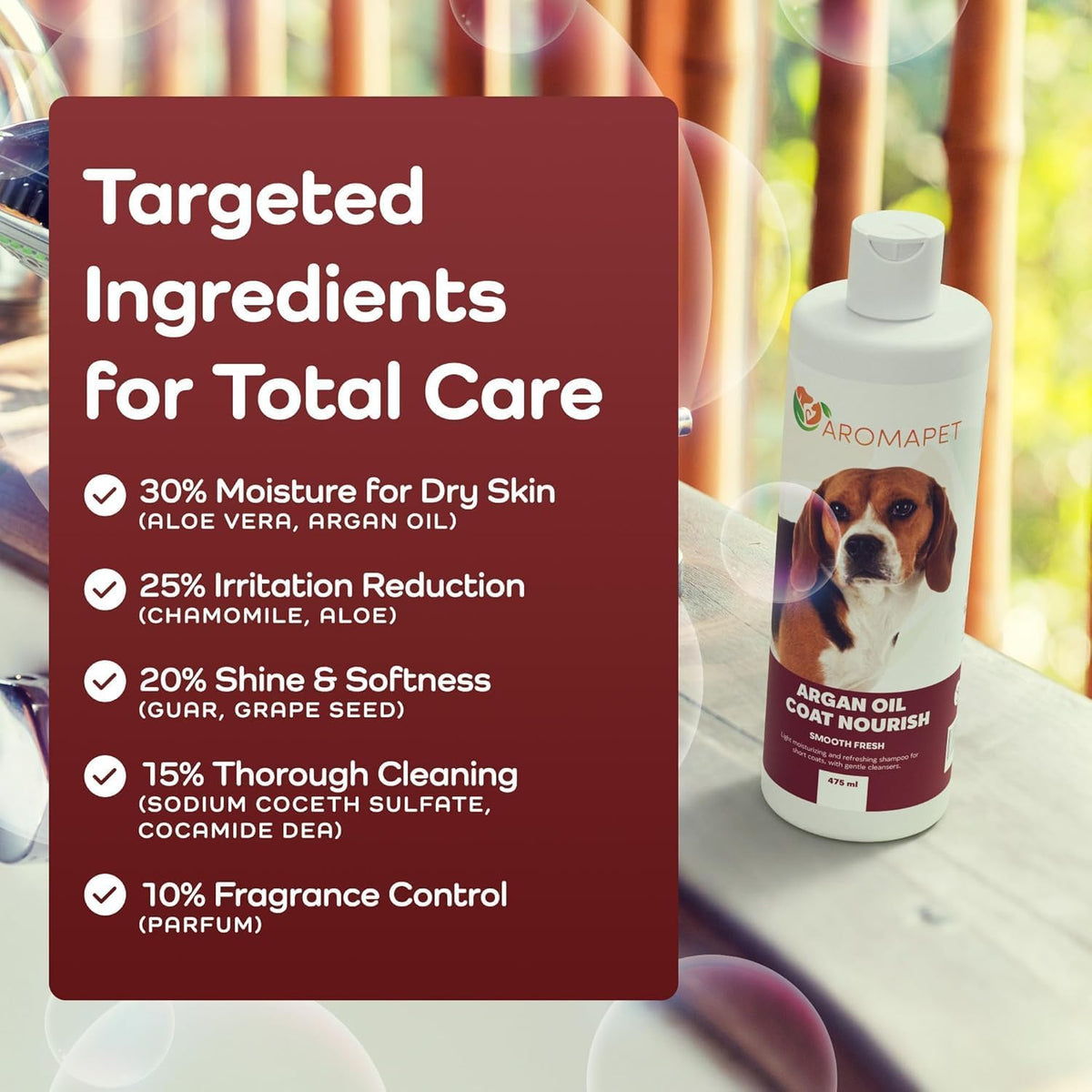 Argan Oil Coat Nourish Dog Shampoo - Deodorizing Dog Shampoo with Chamomile - Great for Beagle