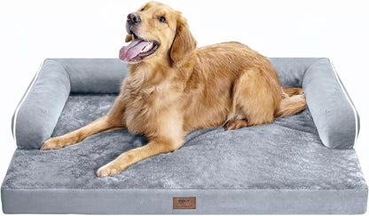 Large Dog Bed Orthopedic Washable - Beds Bolster - Medium XL XLarge Big Dogs - Memory Foam Couch