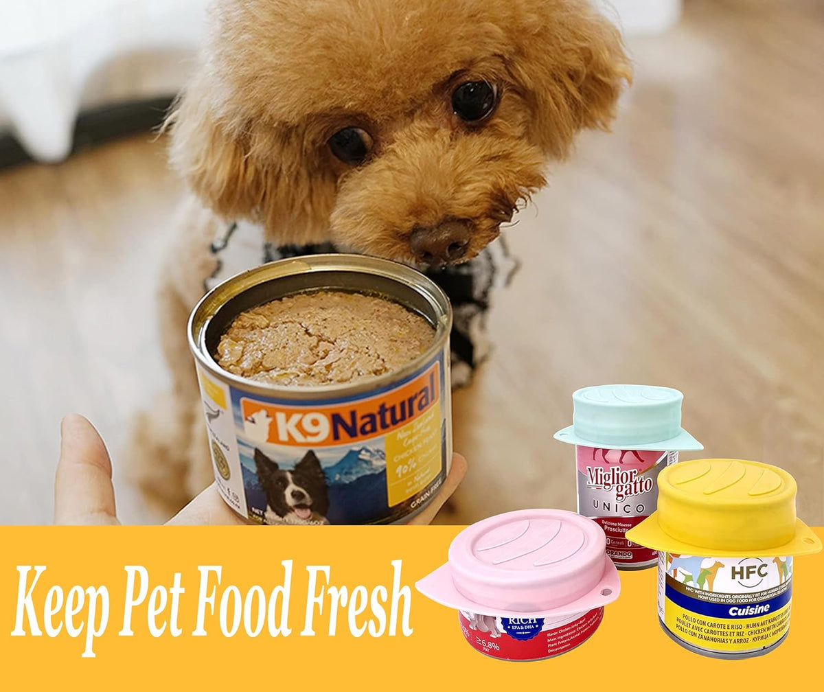 3 Pack Dog Cat Food Can Lids - Silicone Stretch Lids Covers for Pet Food Cans, Reusable Universal